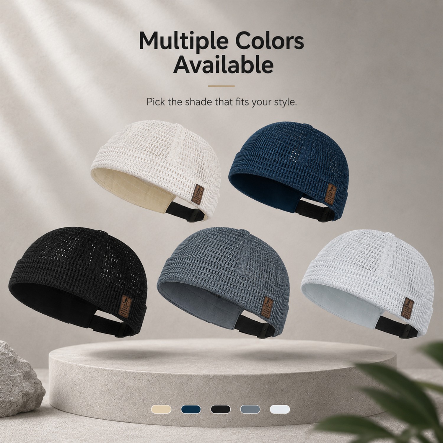 New Men Breathable Quick Dry Mesh Skullcap Brimless Adjustable Docker Beanie Hat