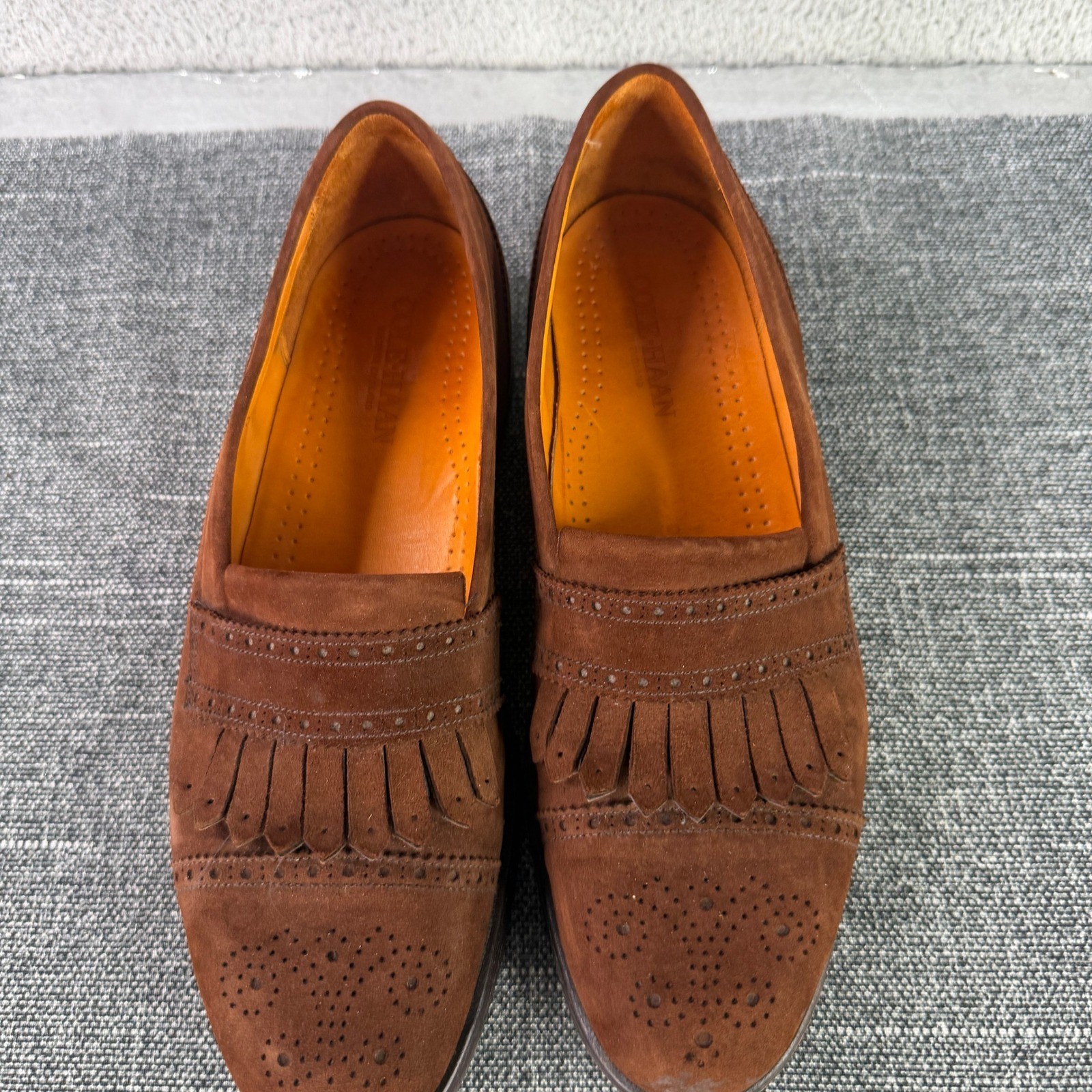 Cole Haan Bench Made England Loafers Mens 10 D Brown Suede Tassel Wingtip VTG