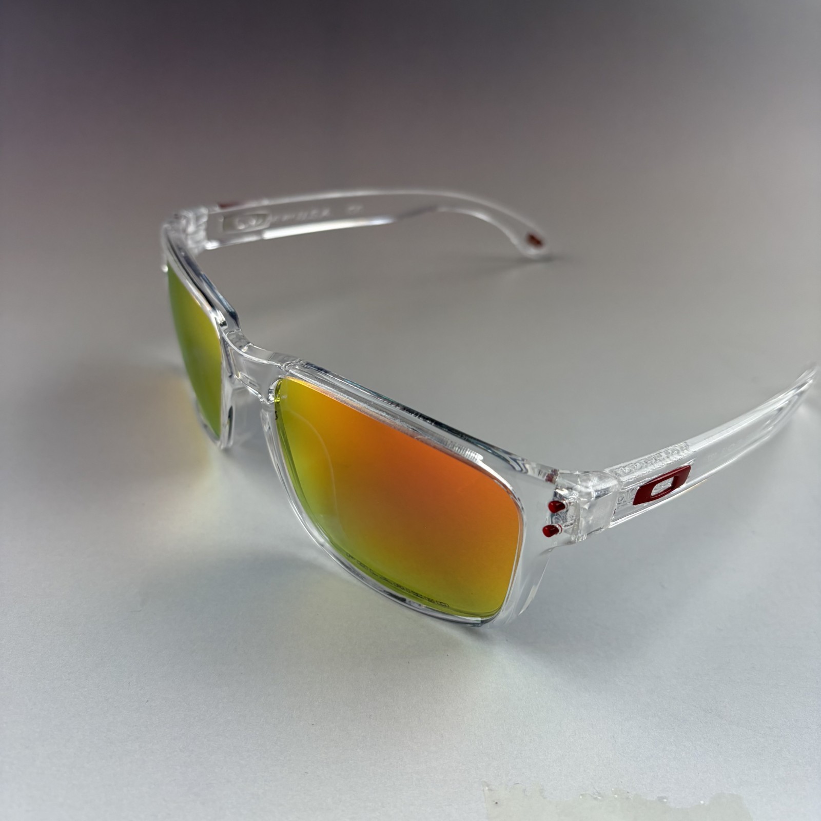 Oakley Holbrook Sunglasses – Crystal Clear Frame / Ruby Polarized Lens