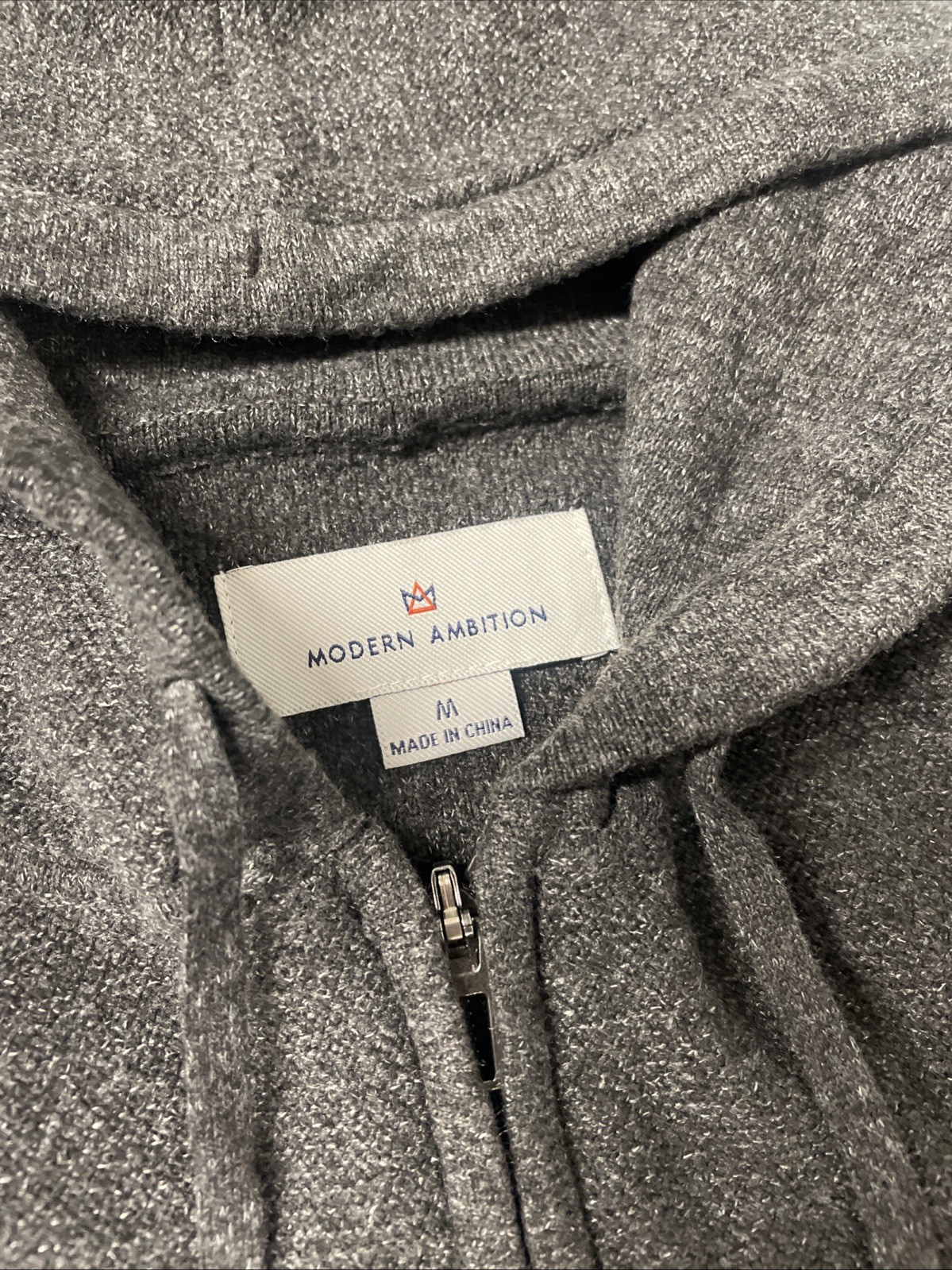 MODERN AMBITION Mens Full Zip Hooded Sweater Hoodie Jacket DARK GRAY MEDIUM