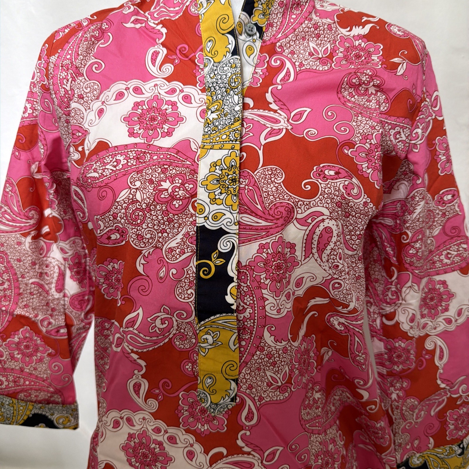 J CREW Hot Pink Paisley Print Tunic Top 100% Cotton – XXS new with tags
