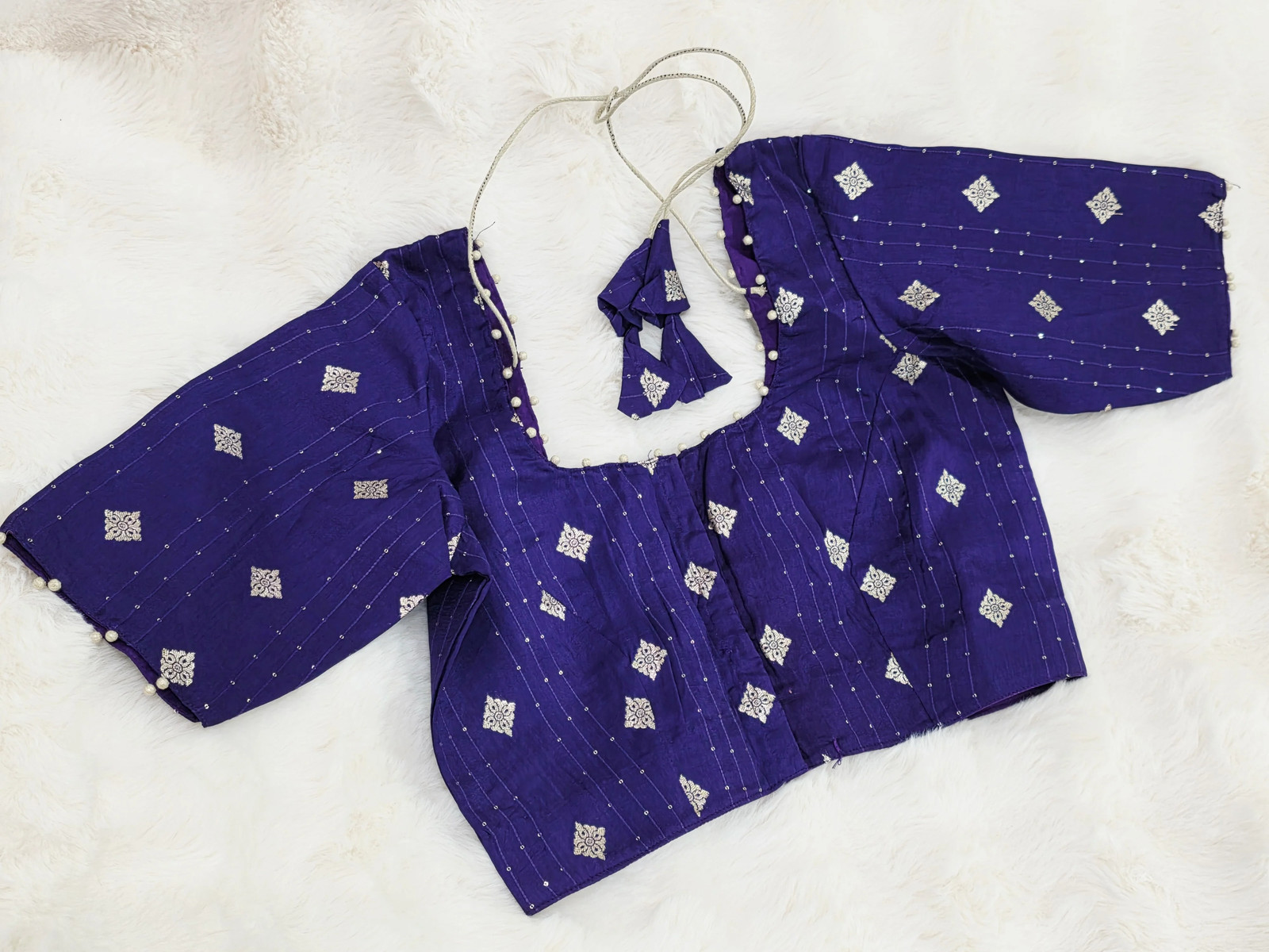 Royal Indigo Purple Munga Benarasi Silk Designer Blouse