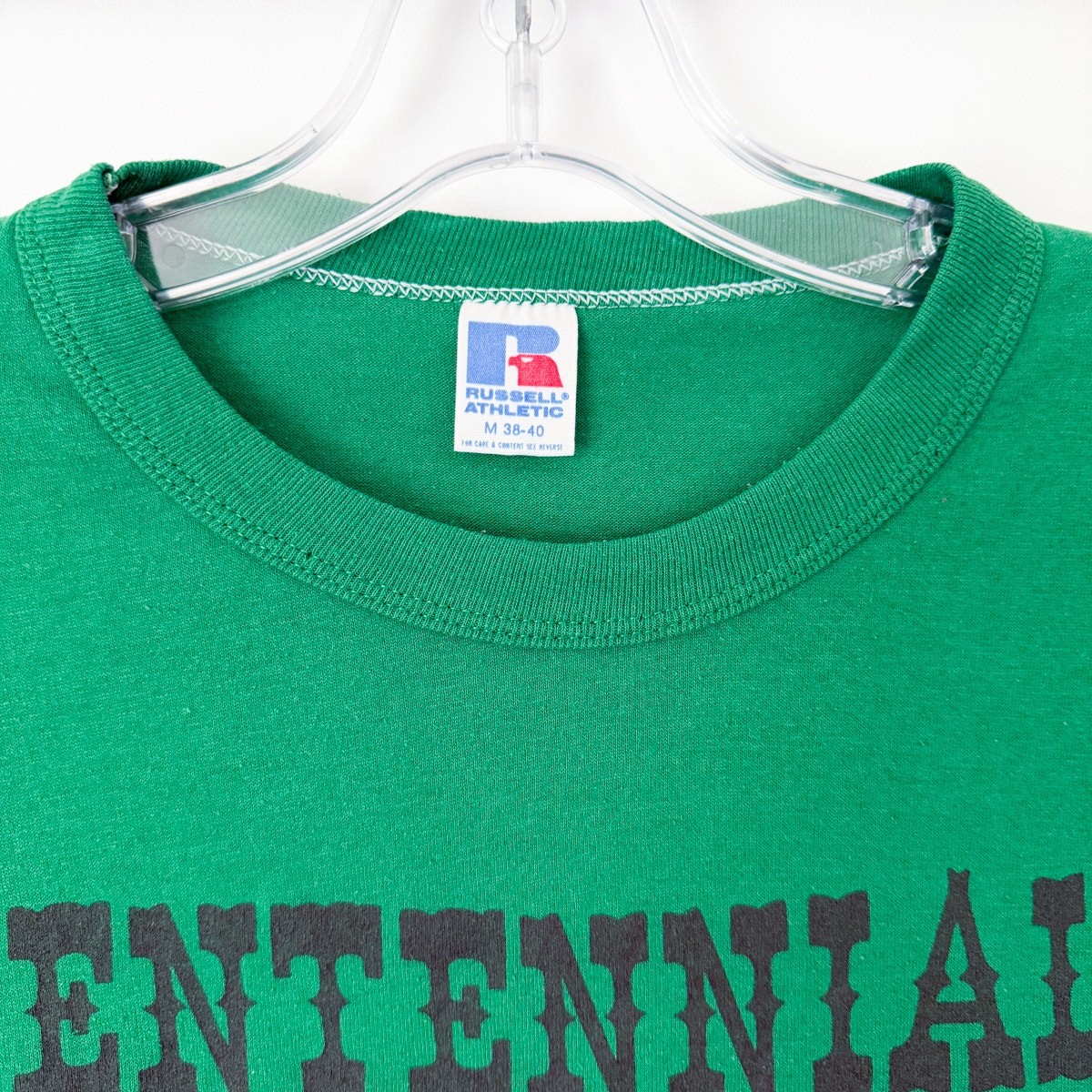 Vintage 84 Russell Athletic Newburg MO Centennial T Shirt Green Train Size M USA