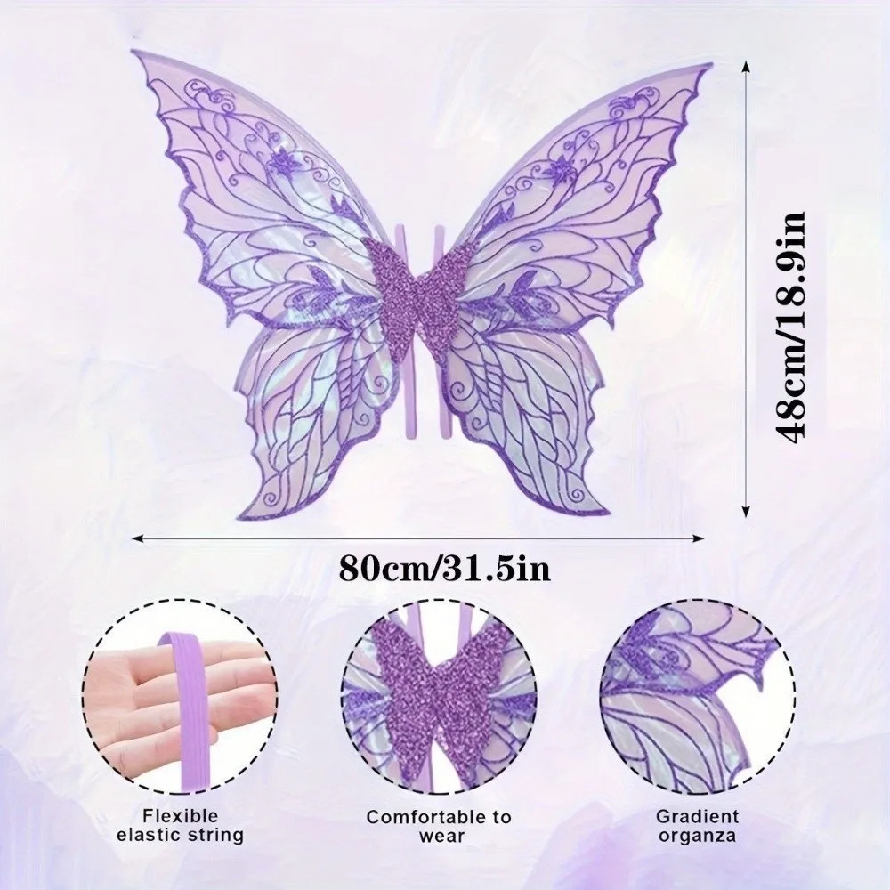 Butterfly Fairy Wings Gradient Organza Cosplay Costume with Elastic Shoulder Str