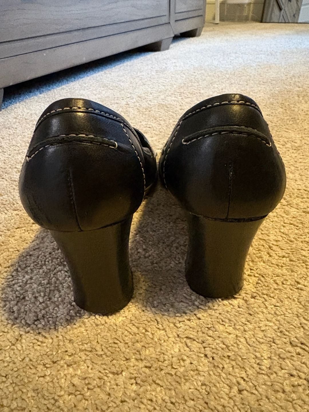Vintage Y2K Croft & Barrow Black Leather Loafer Pump Heels