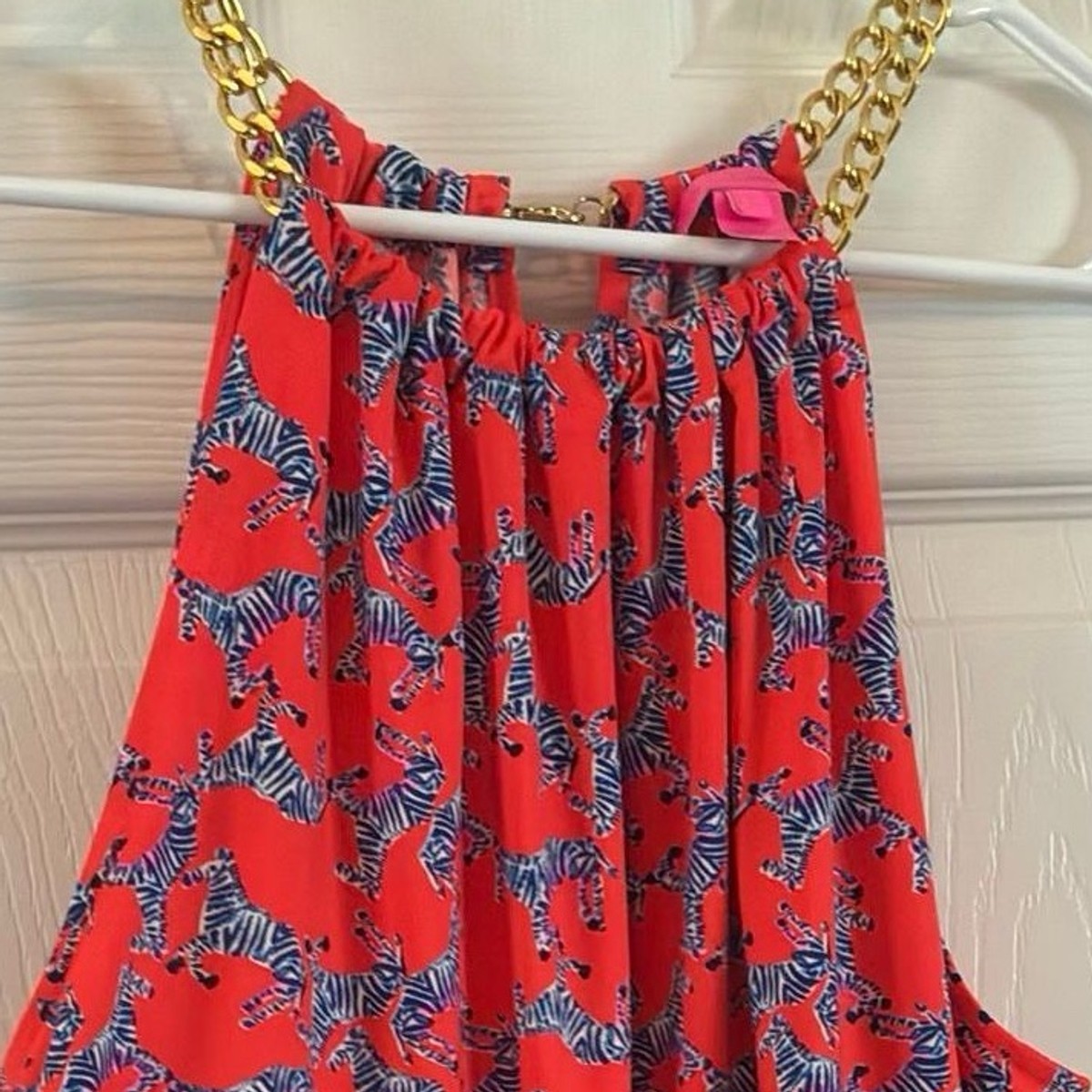 Lilly Pulitzer Zebra Print Chain Halter Top Large