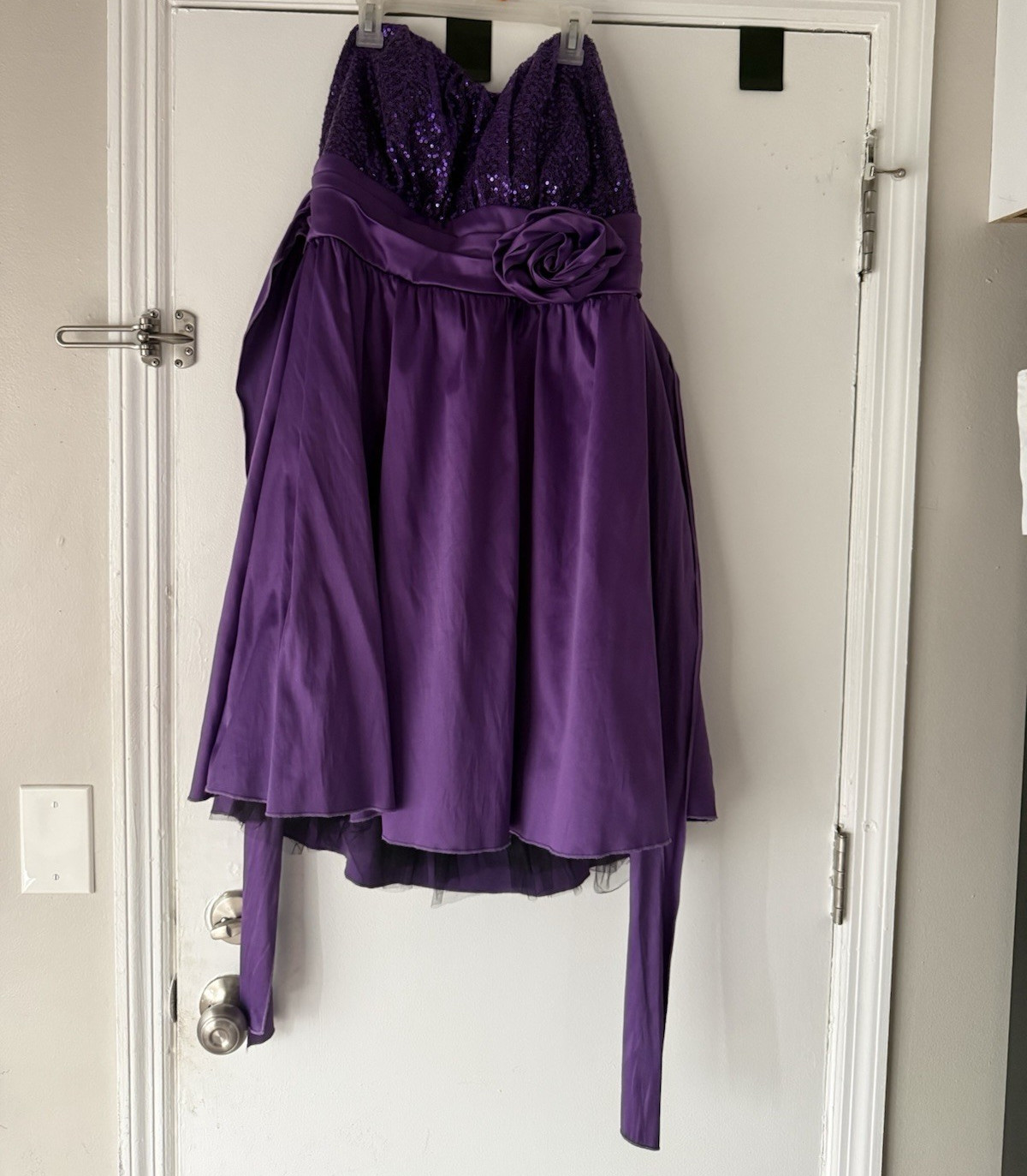 Ruby Rox Purple Sequin Sweetheart Sleeveless Tulle A-Line Short Dress 20