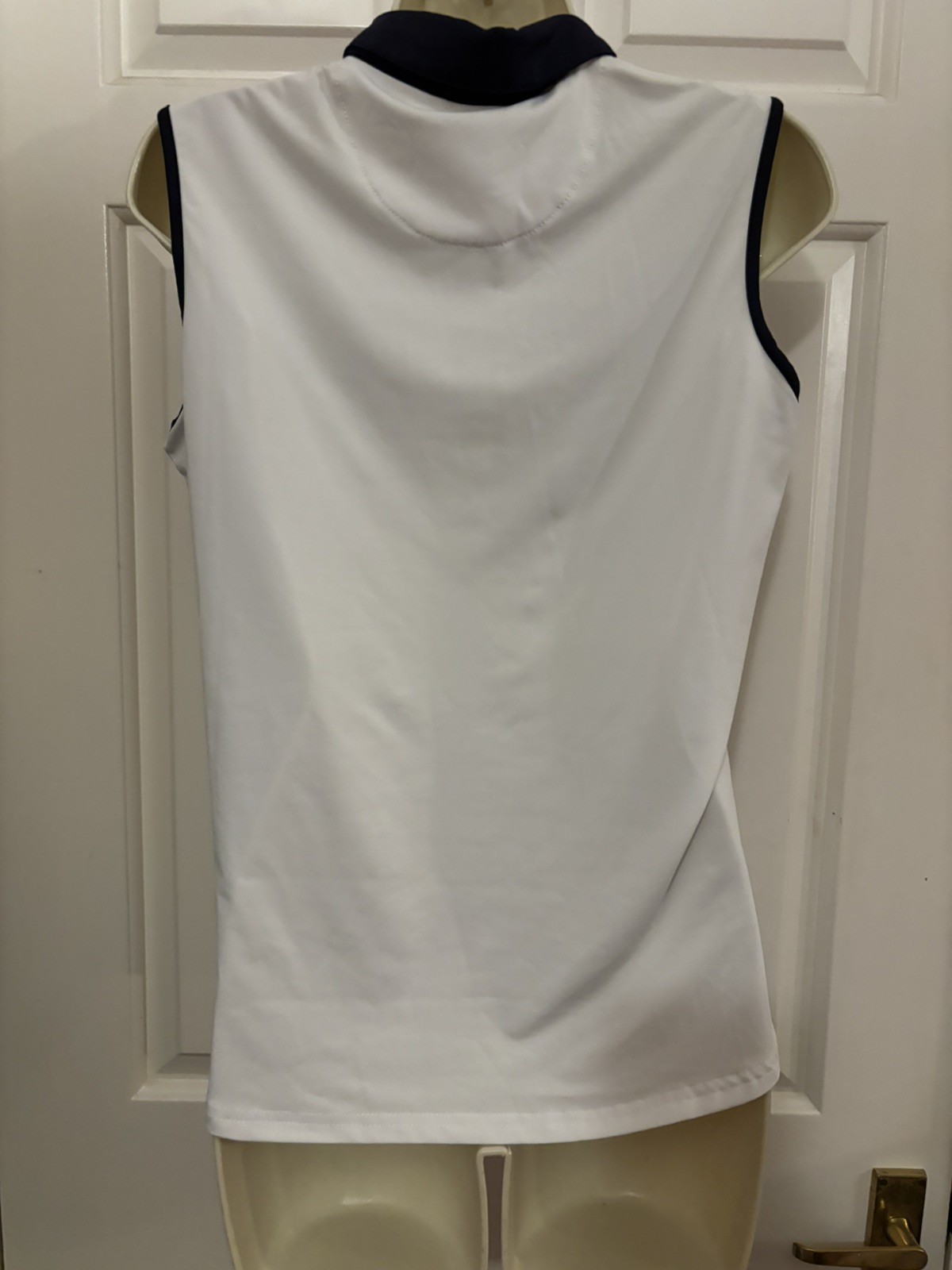 Green Lamb Golf Top size 12 White with Black & Red Print Equestrian Riding