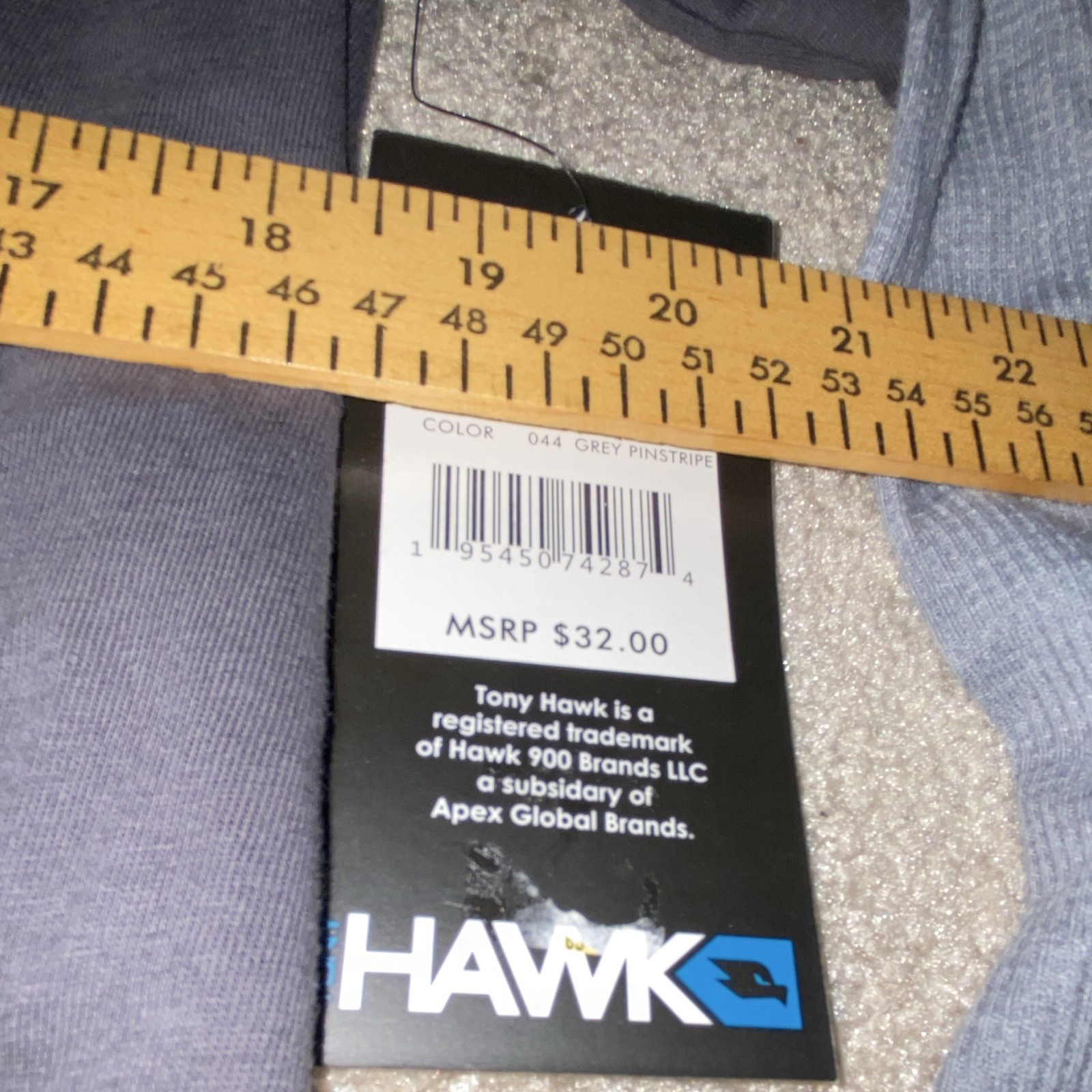 HAWK Tony Hawk Layered Black/Gray Logo Crew Neck Long Sleeve T-Shirt L/G