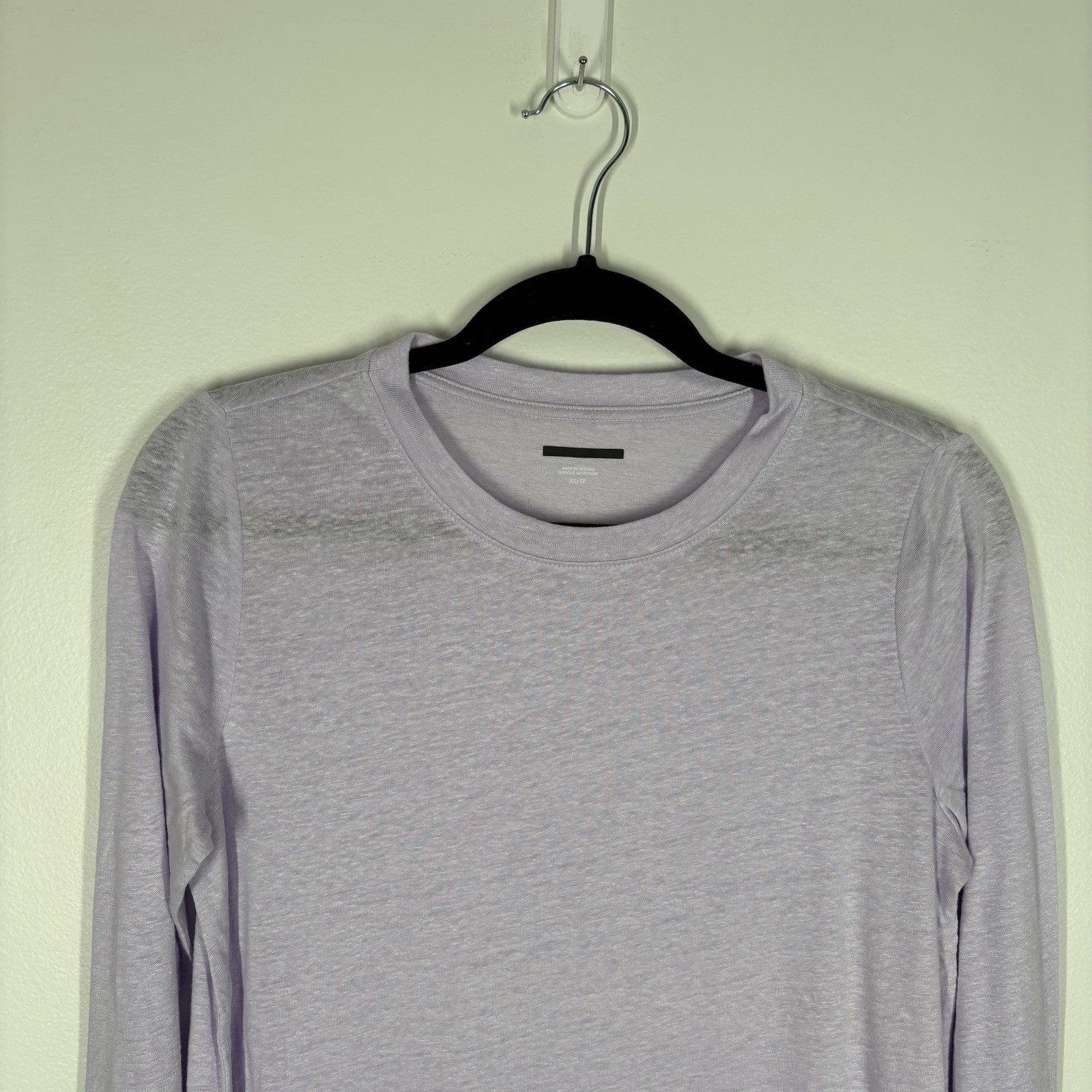 Eileen Fisher S Lavender Organic Linen Jersey Long Sleeve Crew Neck Tee NWOT