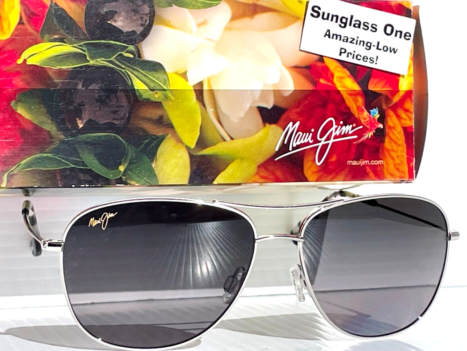NEW Maui Jim CLIFF HOUSE Silver POLARIZED Grey Lens Sunglass GS247-17