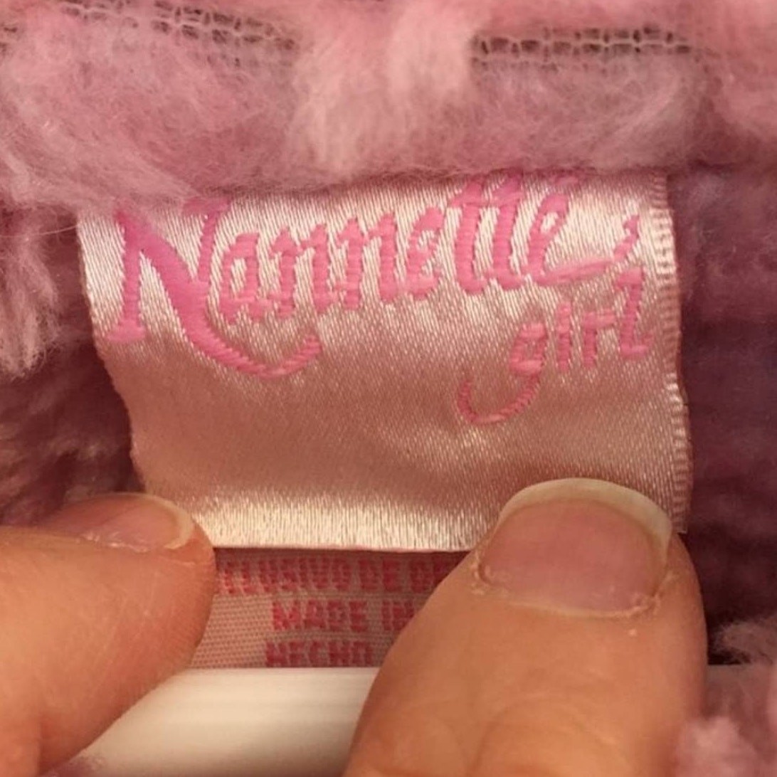 NANETTE LEPORE Floral Embroidered Sherpa Lined Jacket in Brown & Pink GIRLS 5