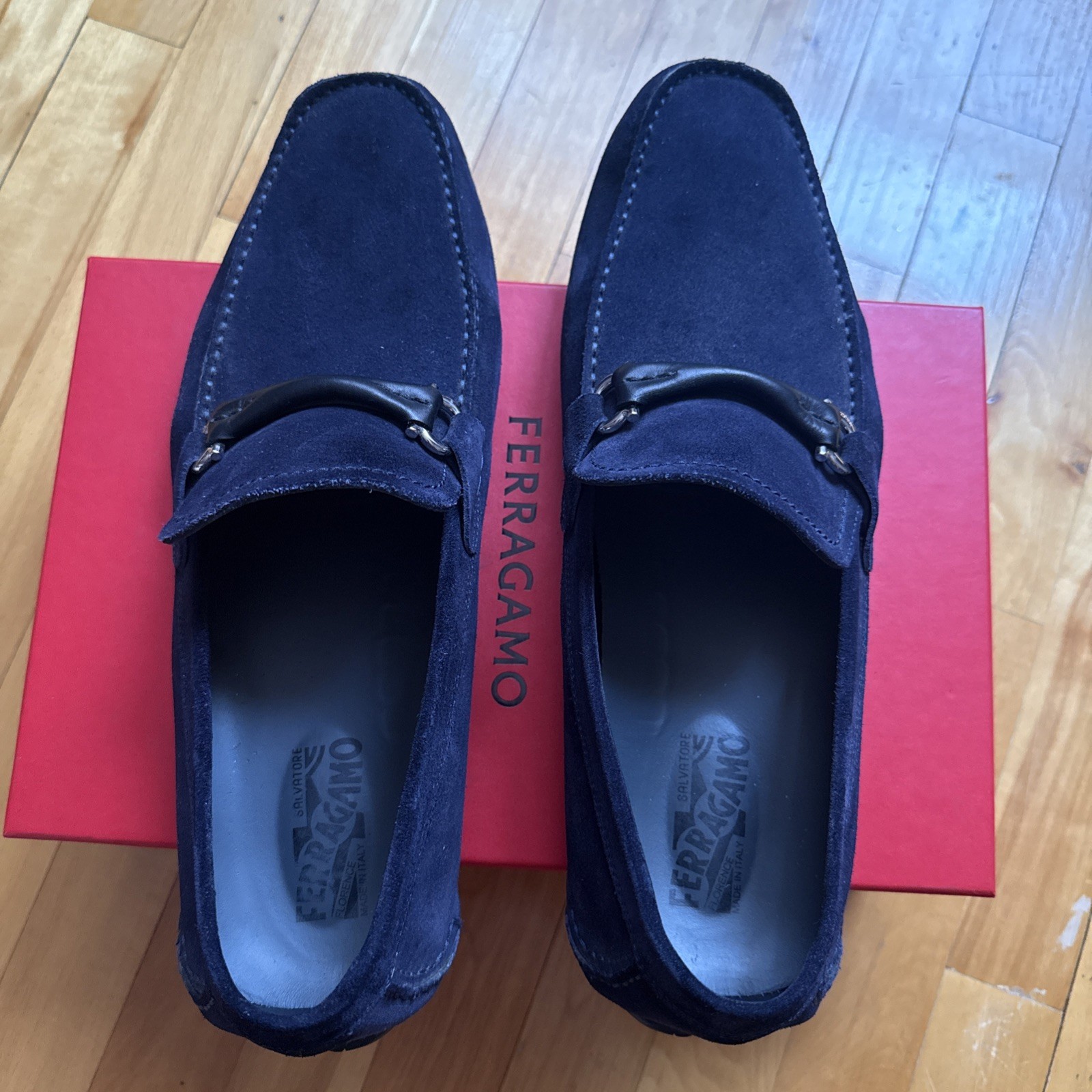 Salvatore Ferragamo Men’s Shoes, Moccasin Dark Blue US Size 12 with box