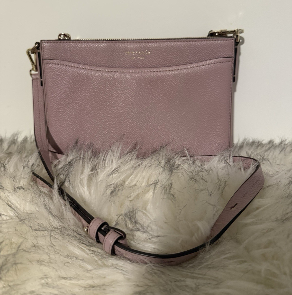 kate spade new york Pink Pebbled Small Crossbody Zip Top Bag Gold Hardware