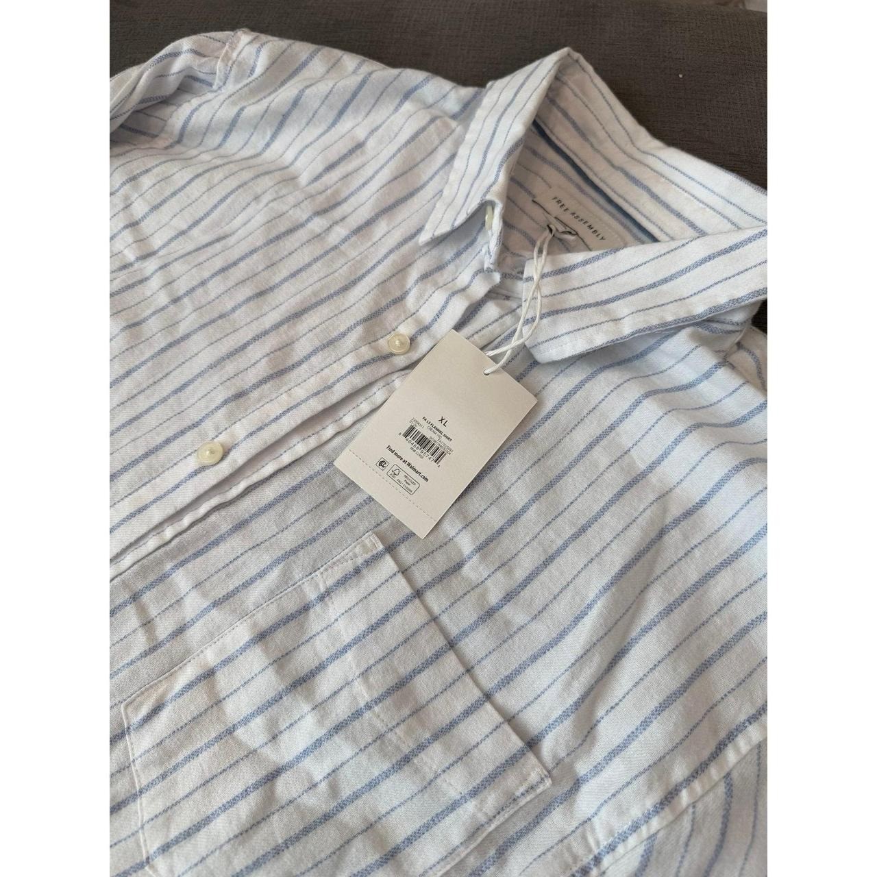 Free Assembly Men’s Button Front Flannel Shirt with Long Sleeves, Size XL