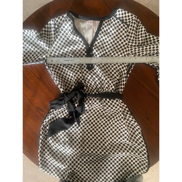 Banana Republic Black Cream Geometric Print Tie Waist Shift Dress Size 2