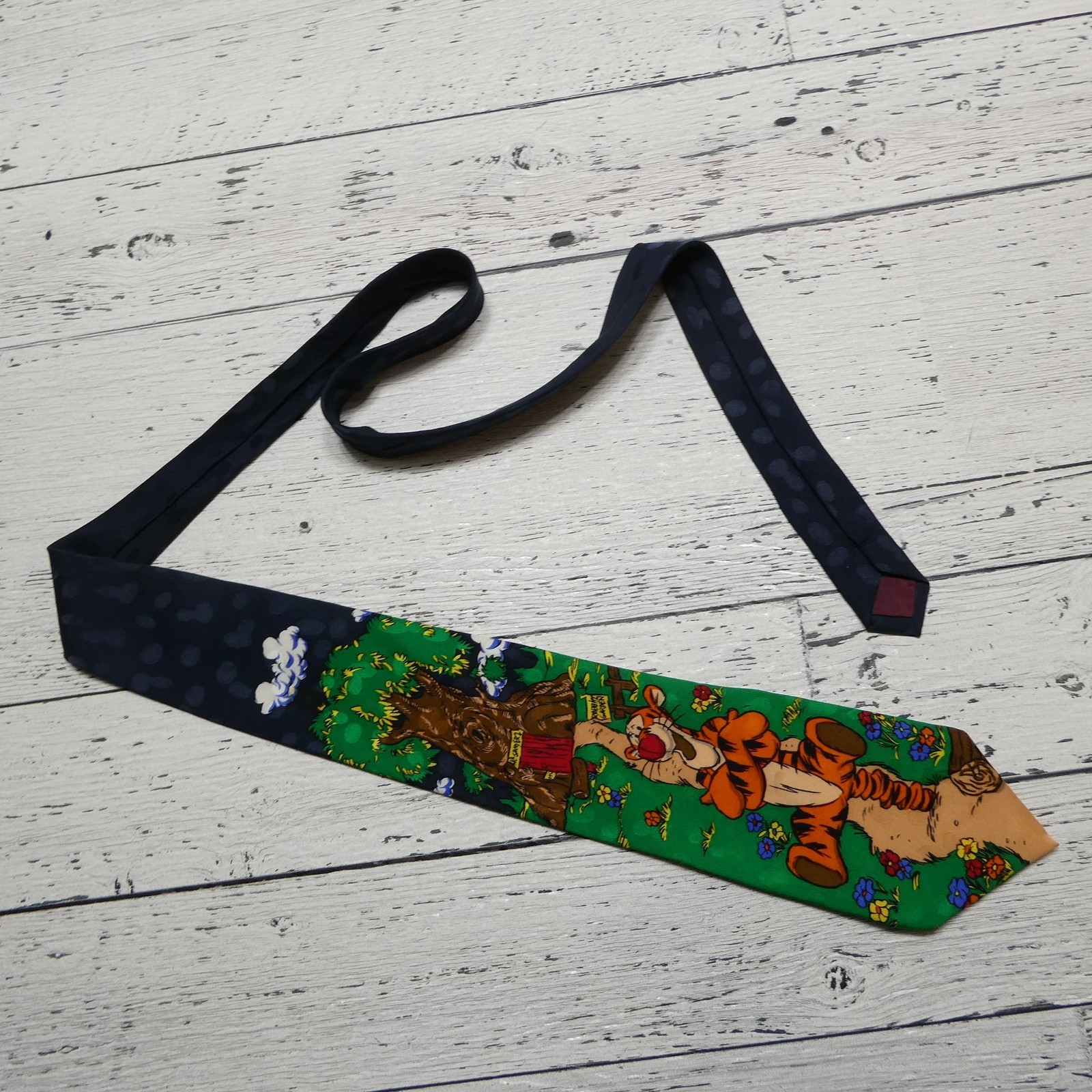 Tigger Tie Mens One Size Green Disney Winnie Pooh Silk Cartoon Novelty Necktie