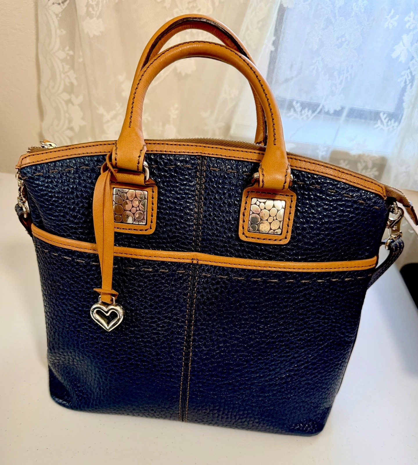 Brighton Satchel Handbag With Double Handle And Shoulder Straps