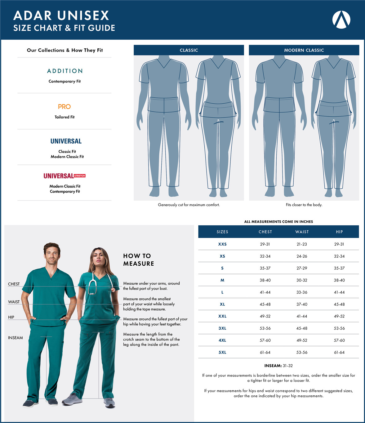 Adar Men’s Medical Nursing Doctor Scrub Set Uniform V-neck Shirt & Pants