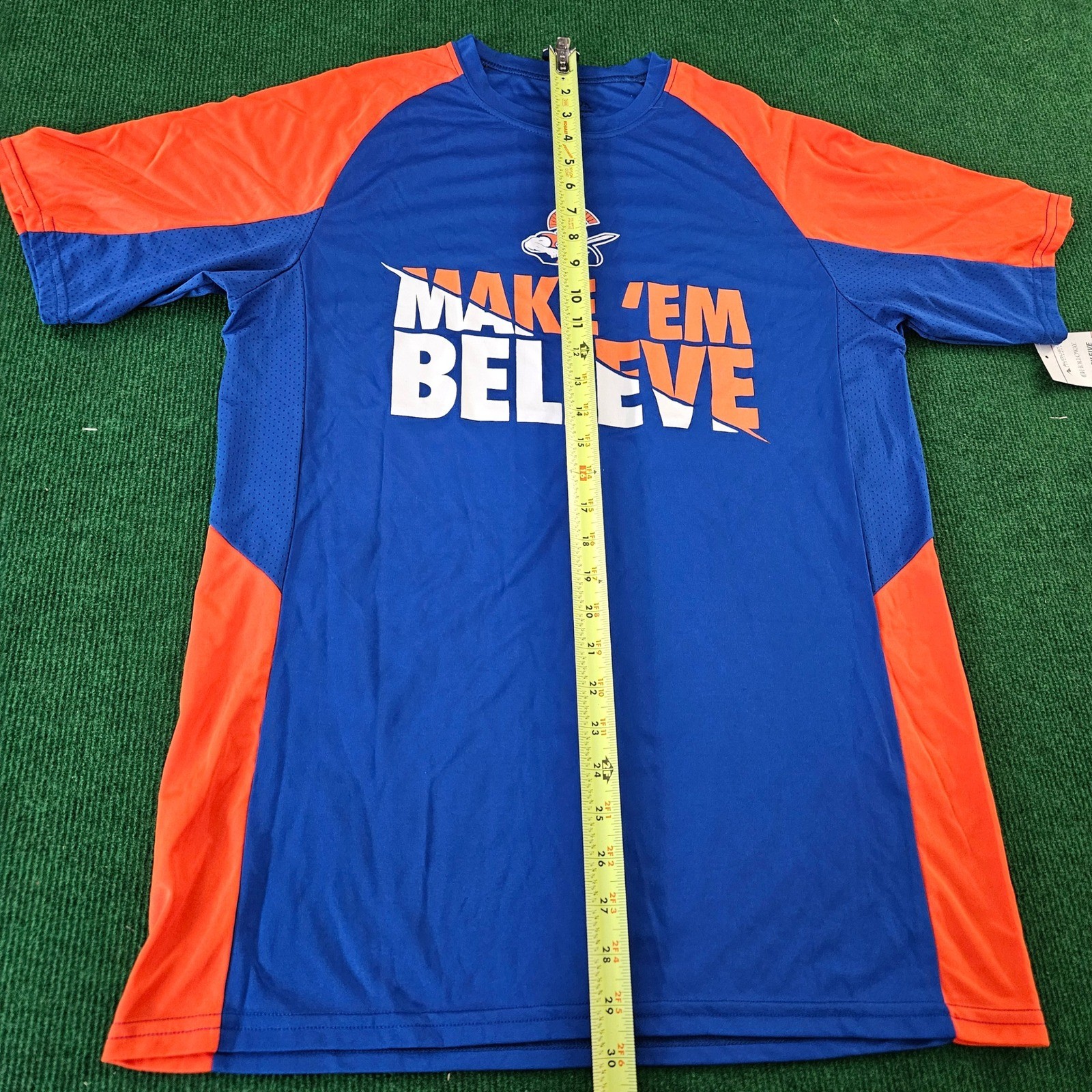 Augusta Sportswear Make Em Believe Adult M Blue Orange Raglan T Shirt