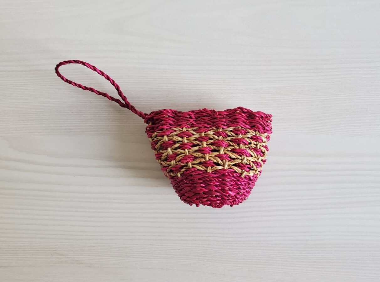 Handcrafted Abaca Manila Hemp Fuchsia Ethnic Coin Purse Pouch Philippines NEW