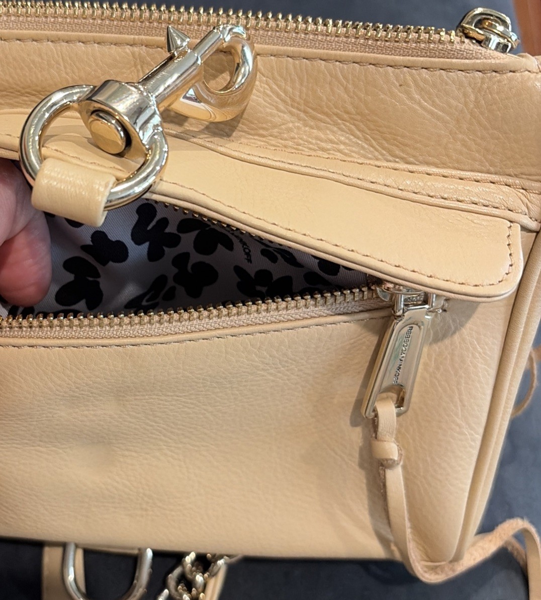REBECCA MINKOFF MINI MAC NUDE CROSSBODY Leather Handbag PURSE Chain Strap