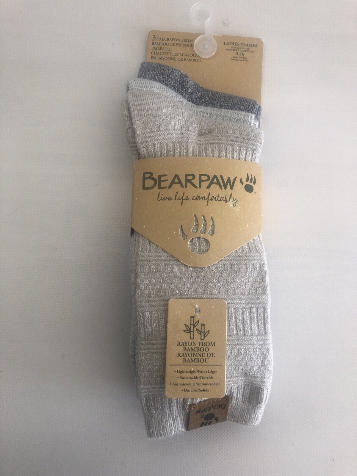 New Bearpaw 3 Pair Ladies High Quality Soft Rayon from Bamboo Crew Socks