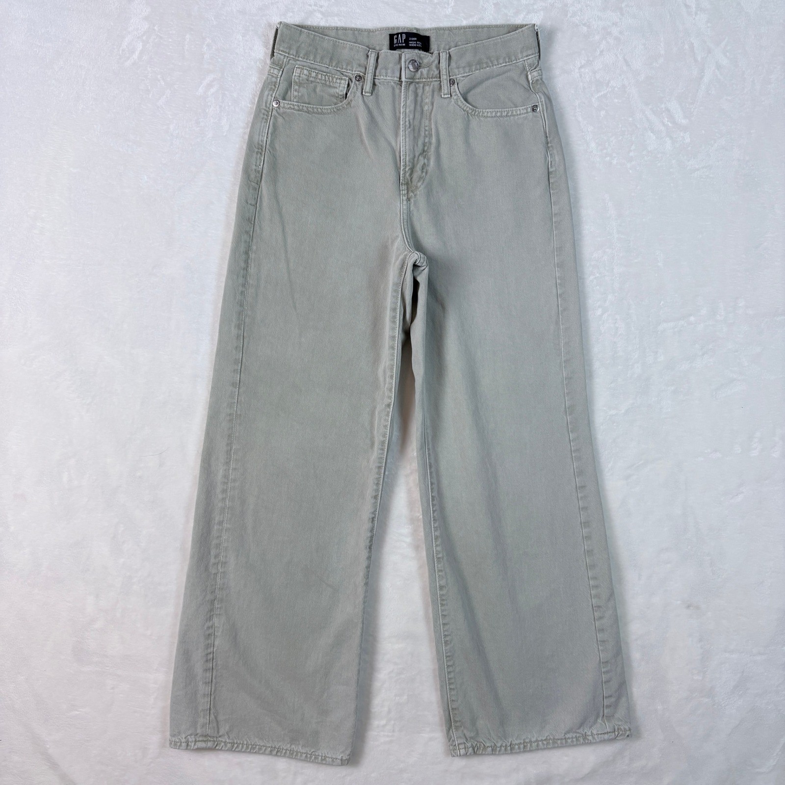 Gap Wide Leg Jeans Womens 2/26R Beige Excellent High Rise Cotton Denim