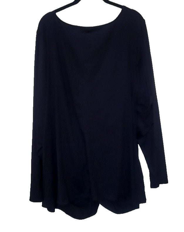 Lane Bryant NEW Sexy Ruched Stretch V Neck Long Sleeve Top Plus 30/32 5X Black