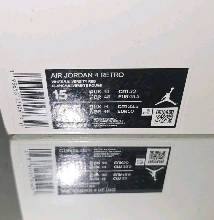 Air Jordan 4 Retro “Metallic Red” (2020) in US Size 15. OG BOX / 9.2/10