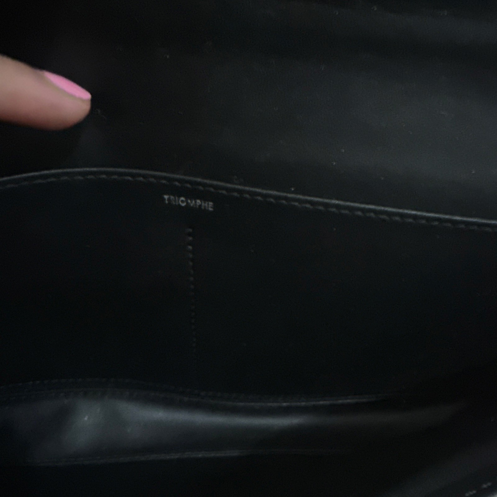 CELINE Triomphe Black Small Shoulder Bag Clutch, Silver Chain Strap, Push Lock