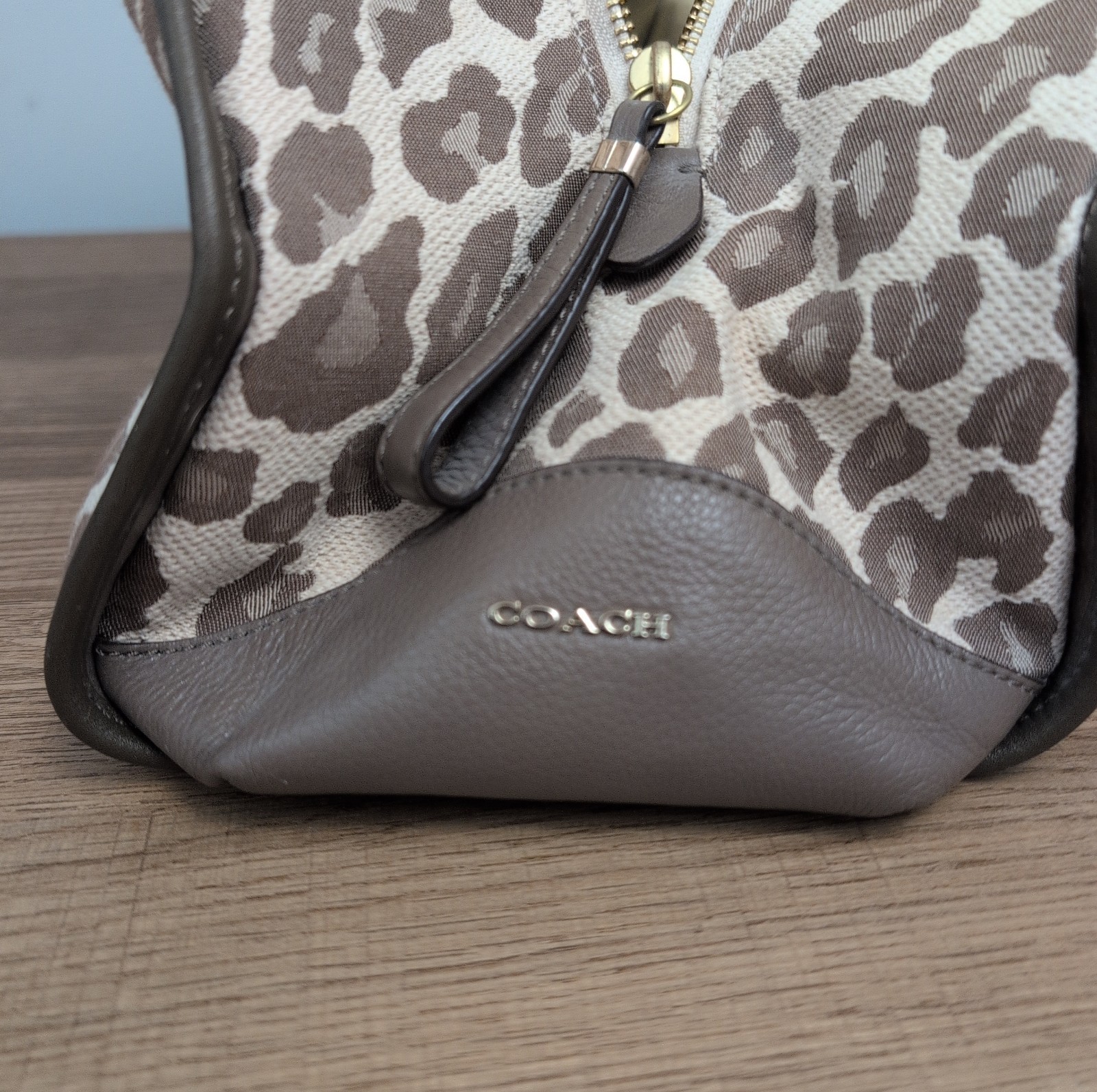 Coach Madison Phoebe Ocelot Leopard Print Beige & Tan Shoulder Bag 27908 *Flaws