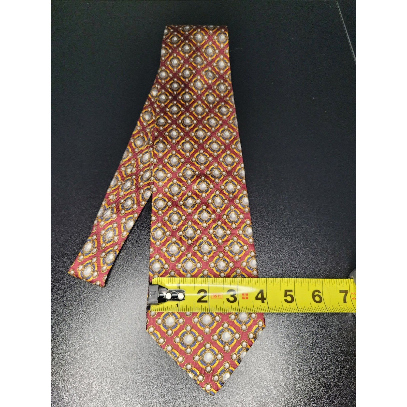 Valentino Men’s Necktie Burgundy Geometric Silk 3.75″ x 57″ Excellent