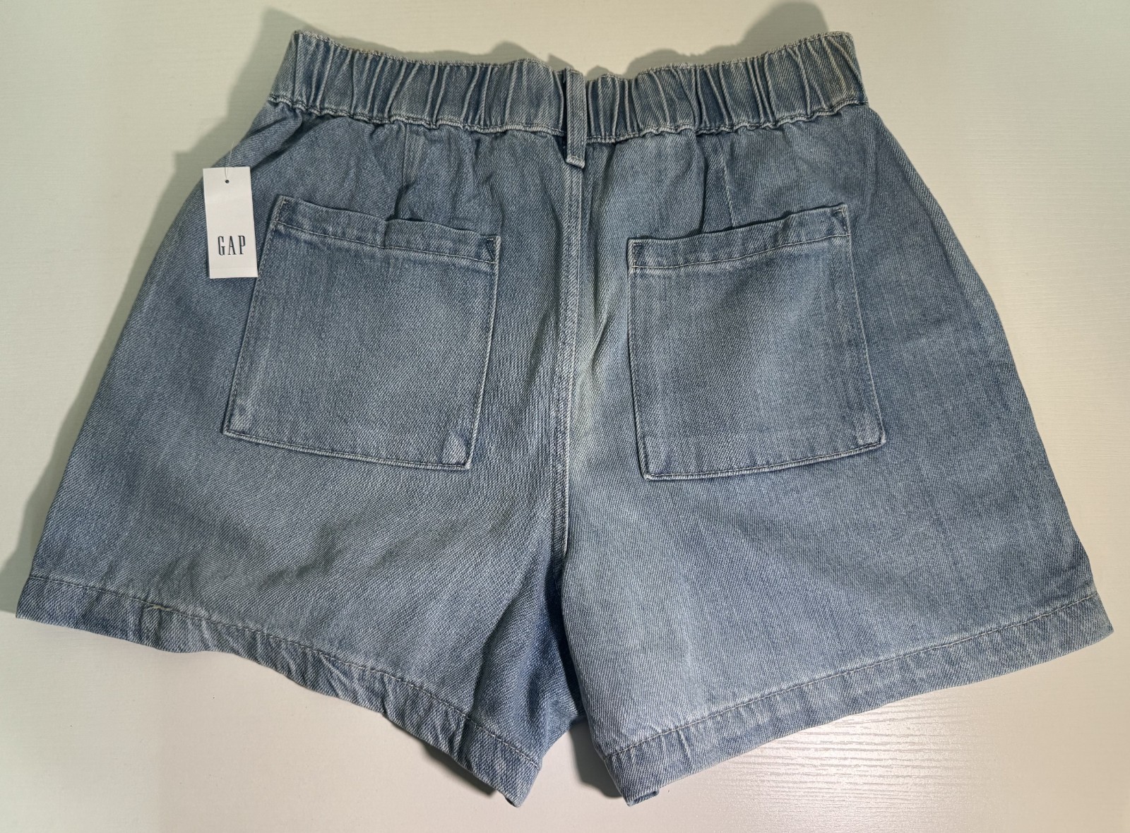 4″ High Rise SuperSoft Denim Utility Shorts – Light Wash