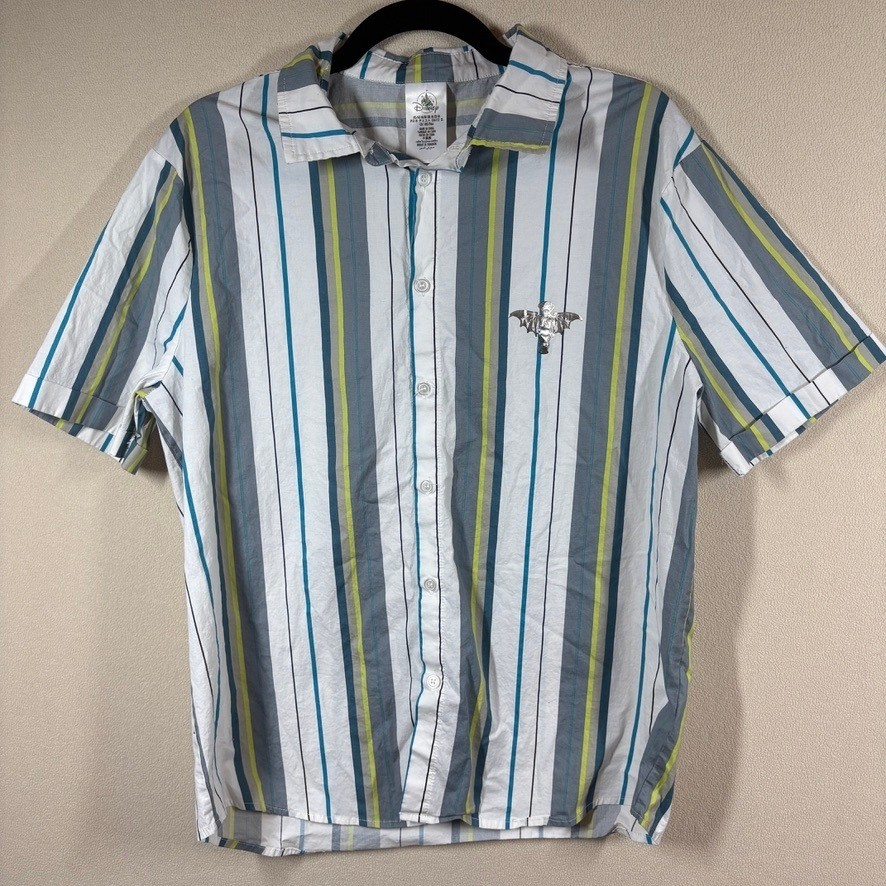NWOT Disney Haunted Mansion Madame Leota Striped Button Down Shirt Mens Medium