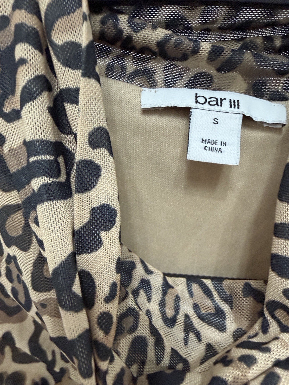 Bar III Women’s S Brown/Black Leopard Animal Print Short Pencil Dress Sleeveless