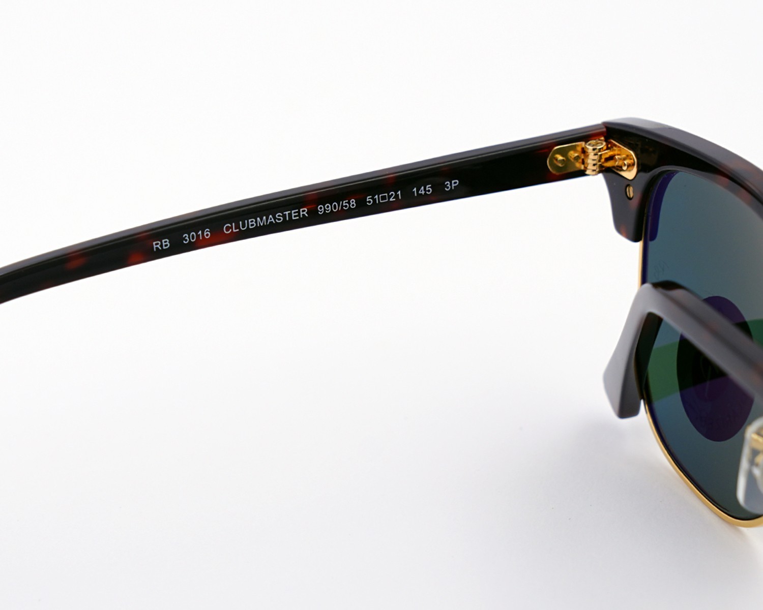 Ray-Ban Sunglasses RB3016 Clubmaster Tortoise Frame Polarized Green Lens 51mm