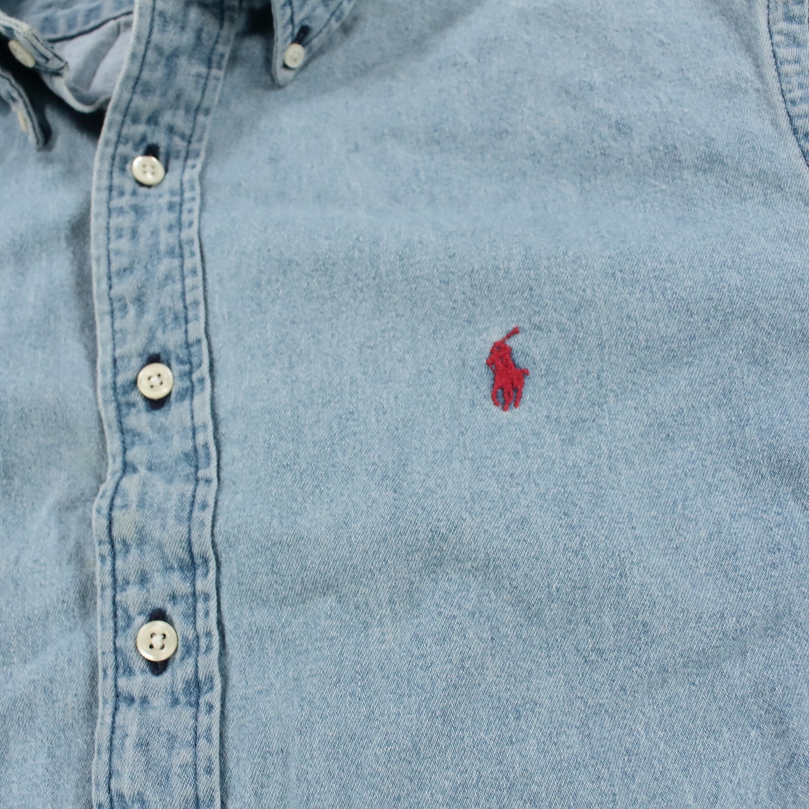 RALPH LAUREN embroidered pony denim work shirt XL tag vtg 90s y2k prep