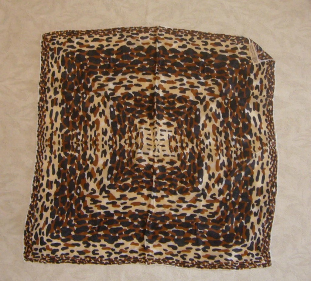 leopard Print 100% Silk Hand Rolled Scarf Vintage (1950’s) *NEW*