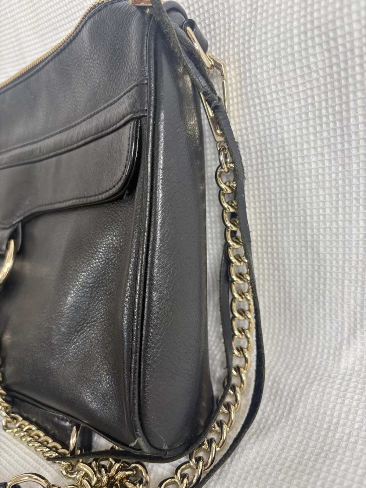 Vintage Rebecca Minkoff MAC Crossbody Shoulder Convertible Leather Bag Black