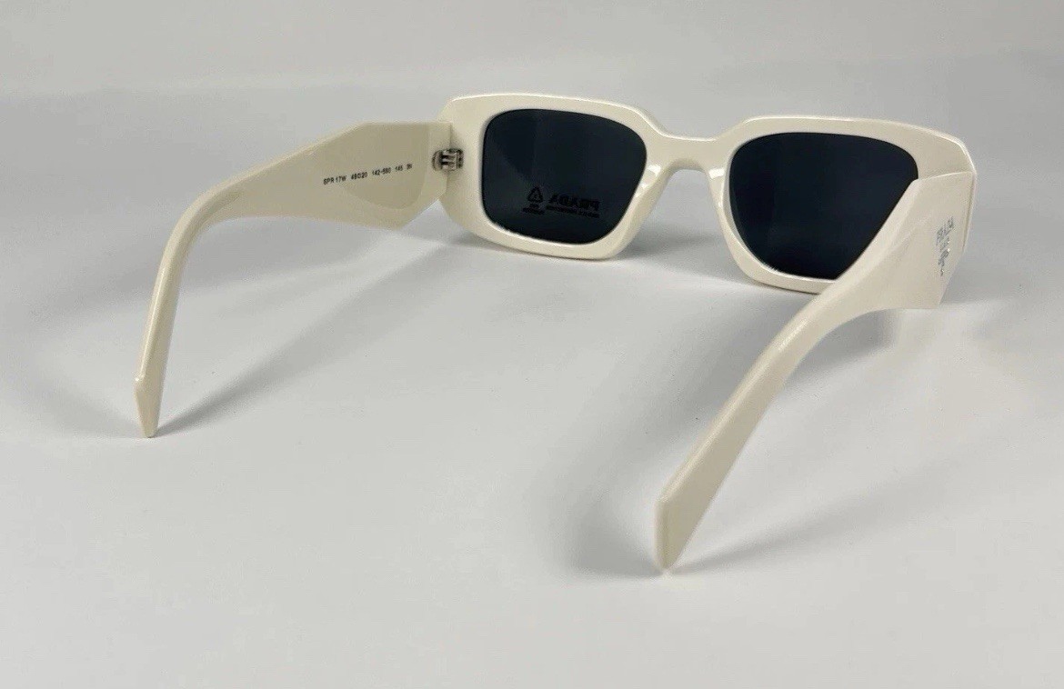 Authentic PRADA SPR 17W 49[]20 142-5S0 Talc Dark Gray Sunglasses