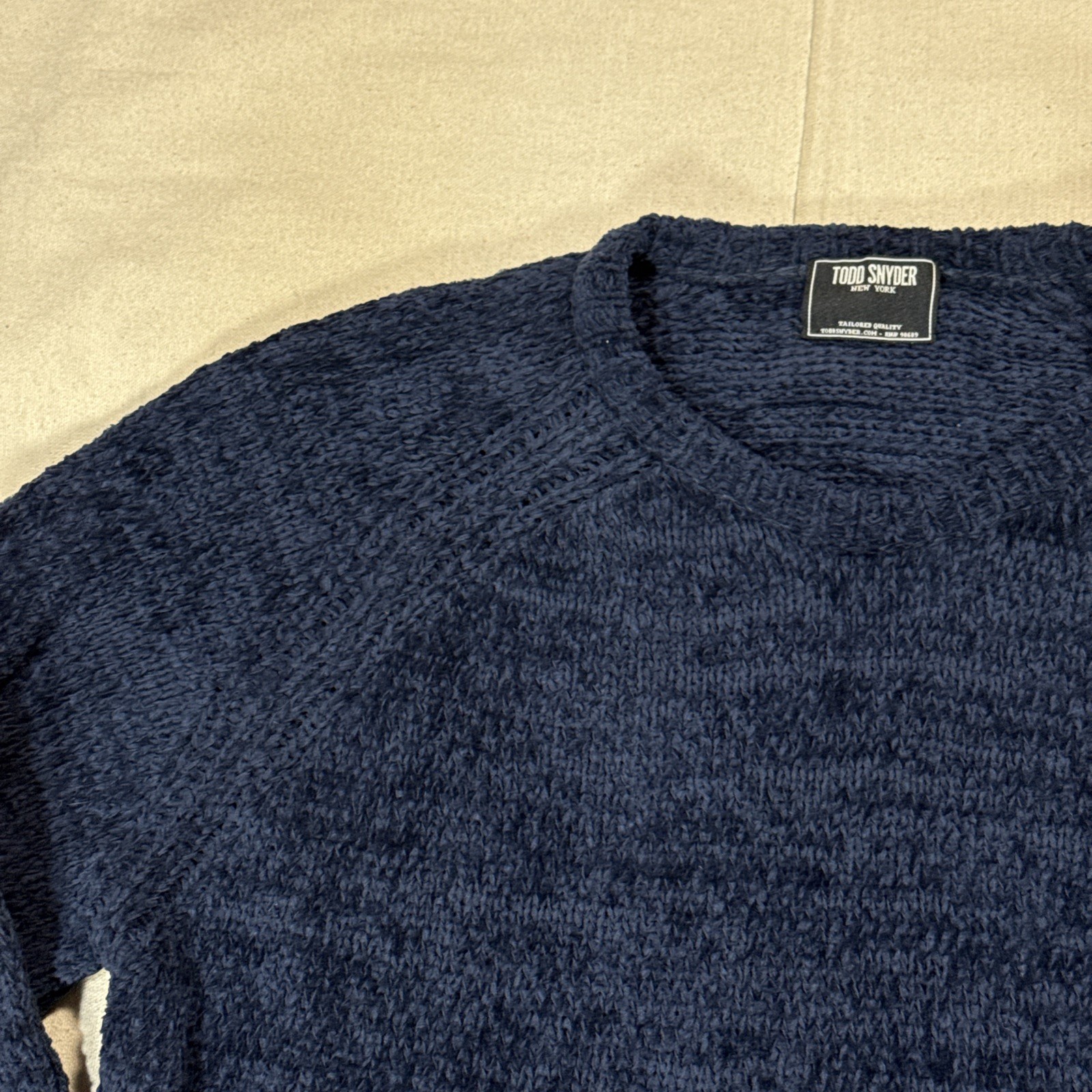 Todd Snyder Men’s Navy Blue Channel Cotton Cashmere Crewneck Sz Medium NWOT
