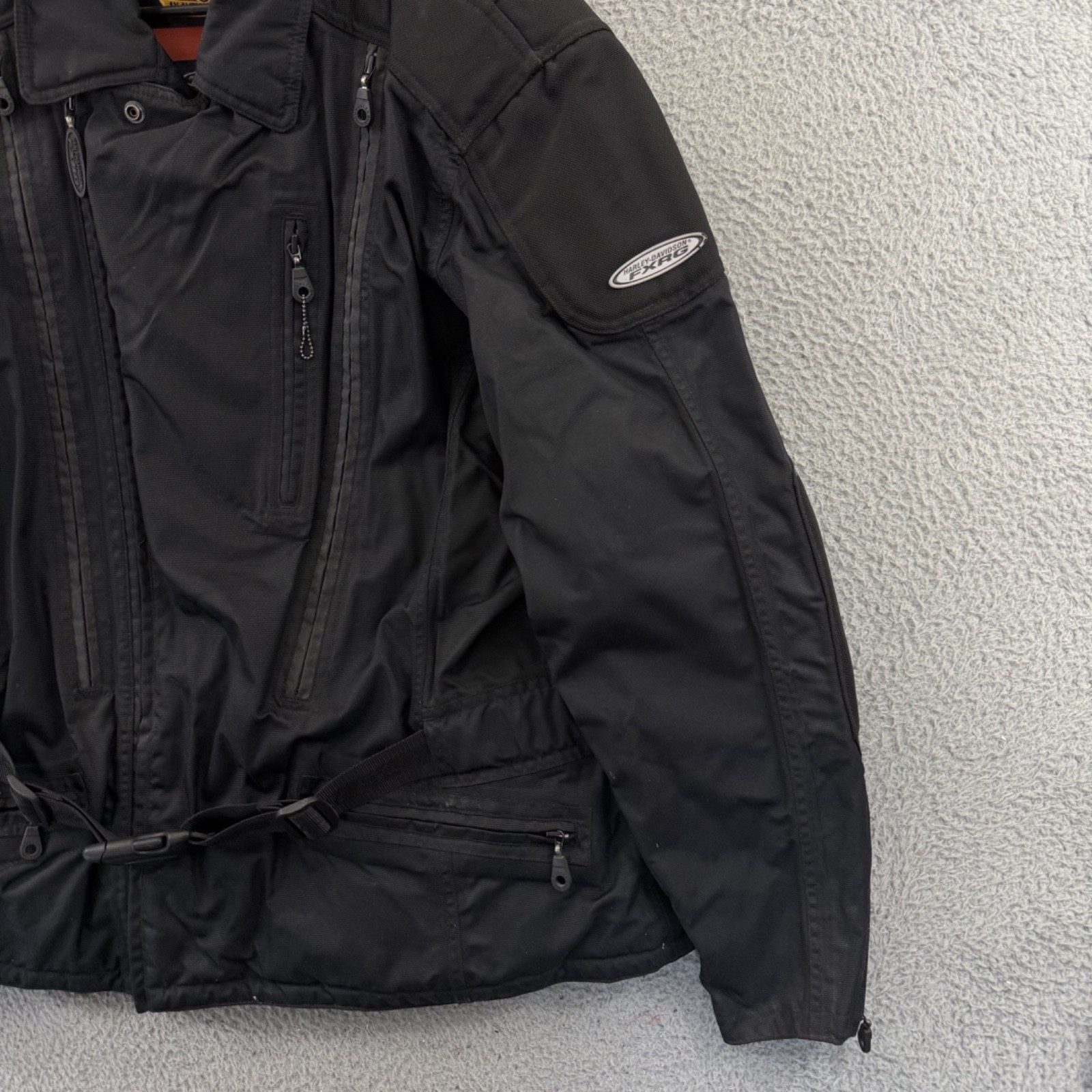 Vintage Harley Davidson FXRG Motorcycle Jacket Mens 2XL Black Biker Outdoor Zip
