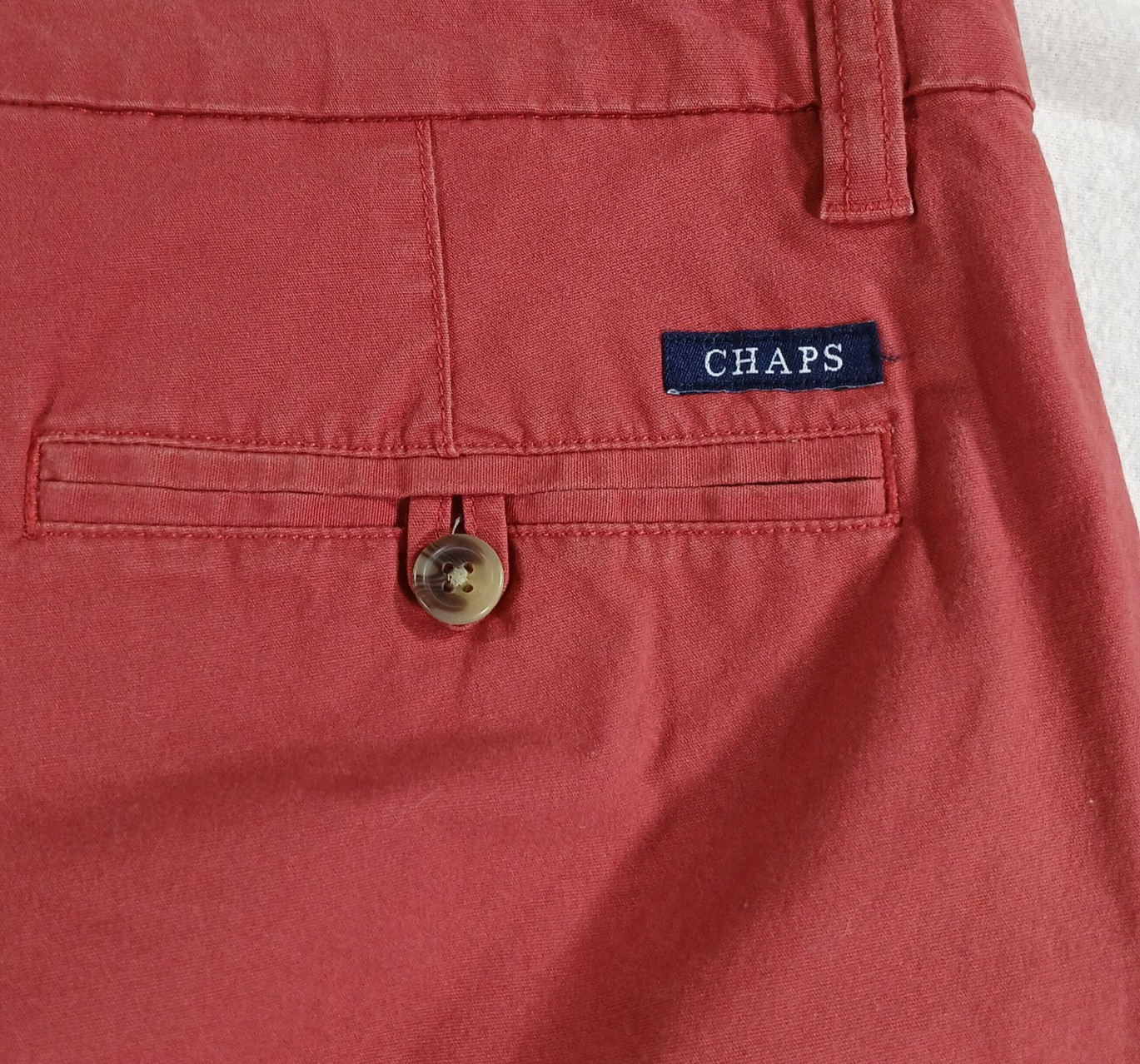 Chaps Flat Front Stretch Shorts – Waist 34 – Inseam 9 Red 97% Cotton 3% Elastane