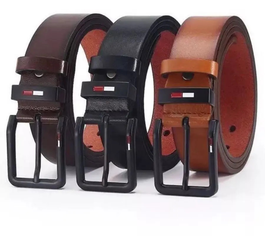 Men’s 120cm x 3.8cm PU Leather Belt Alloy Square Pin Buckle Business Casual