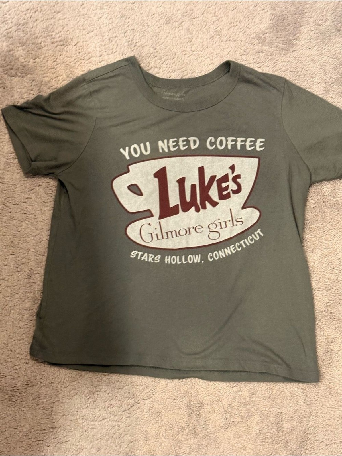Gilmore Girls Luke’s Diner Coffee Graphic Tee Green Size Medium