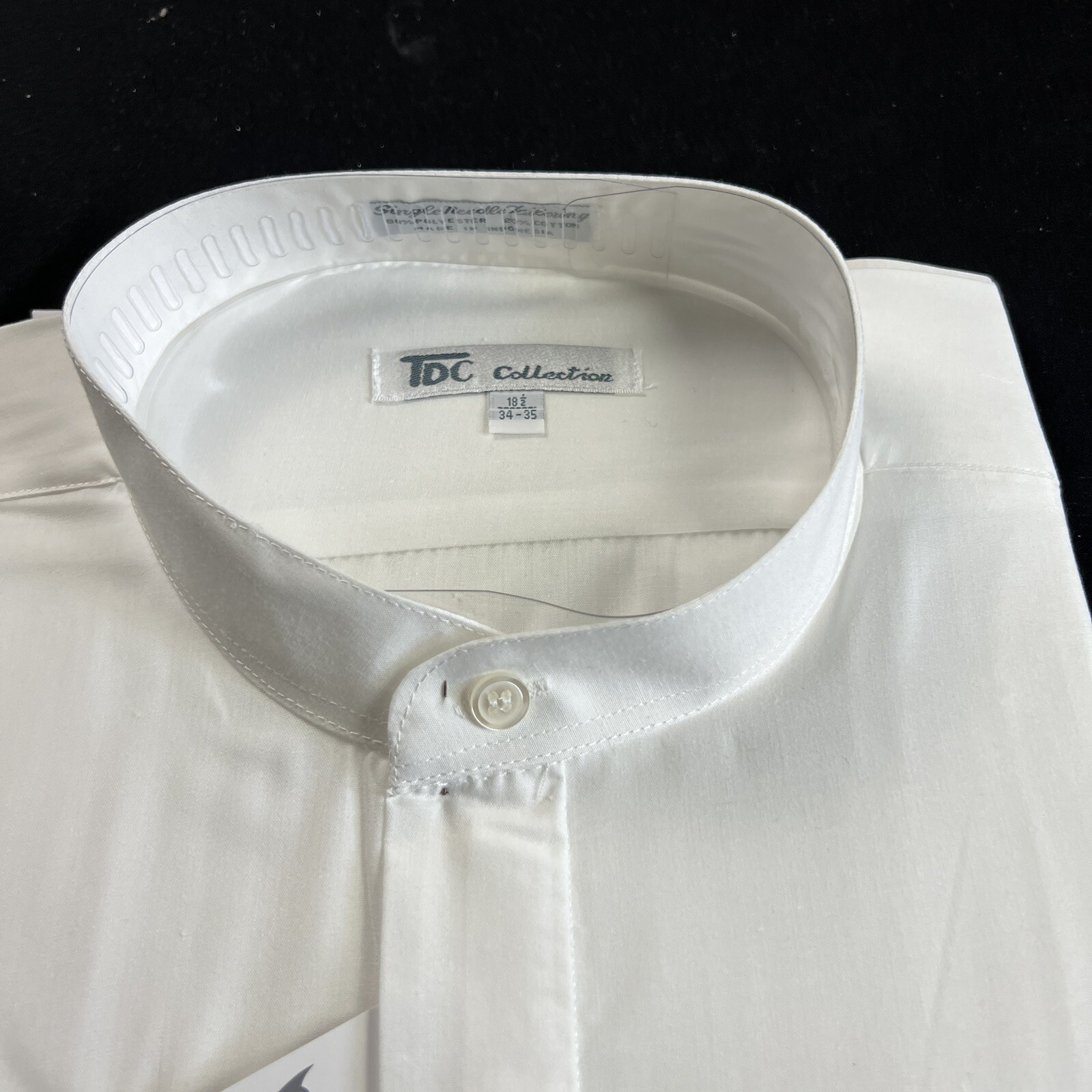 TDC Collection White Dress Shirt Men’s 34/35 Round Collar 18.5 NEW VTG