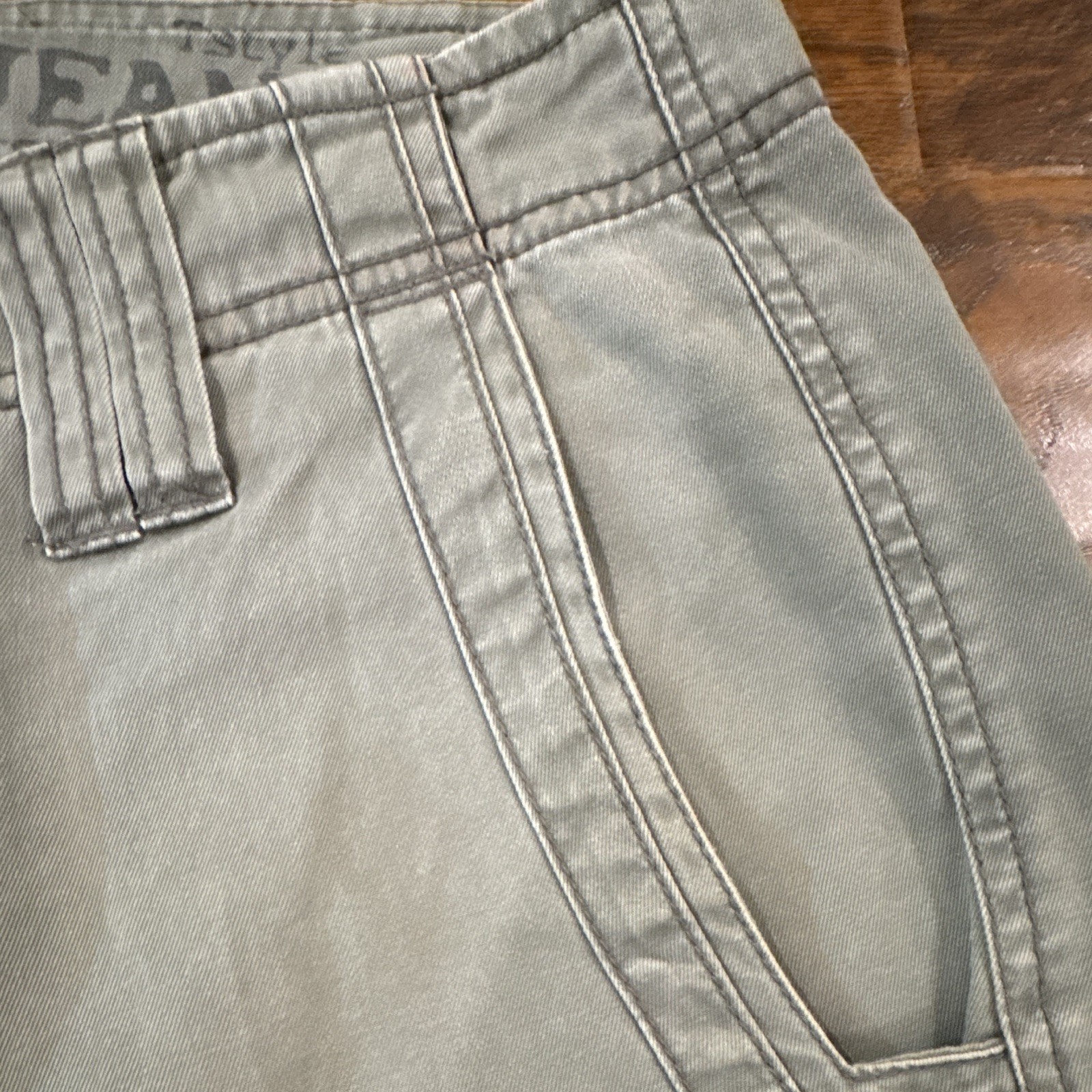 The Best Jeans Men’s Gray Cargo Shorts Cotton Canvas Flat Front Pockets Button