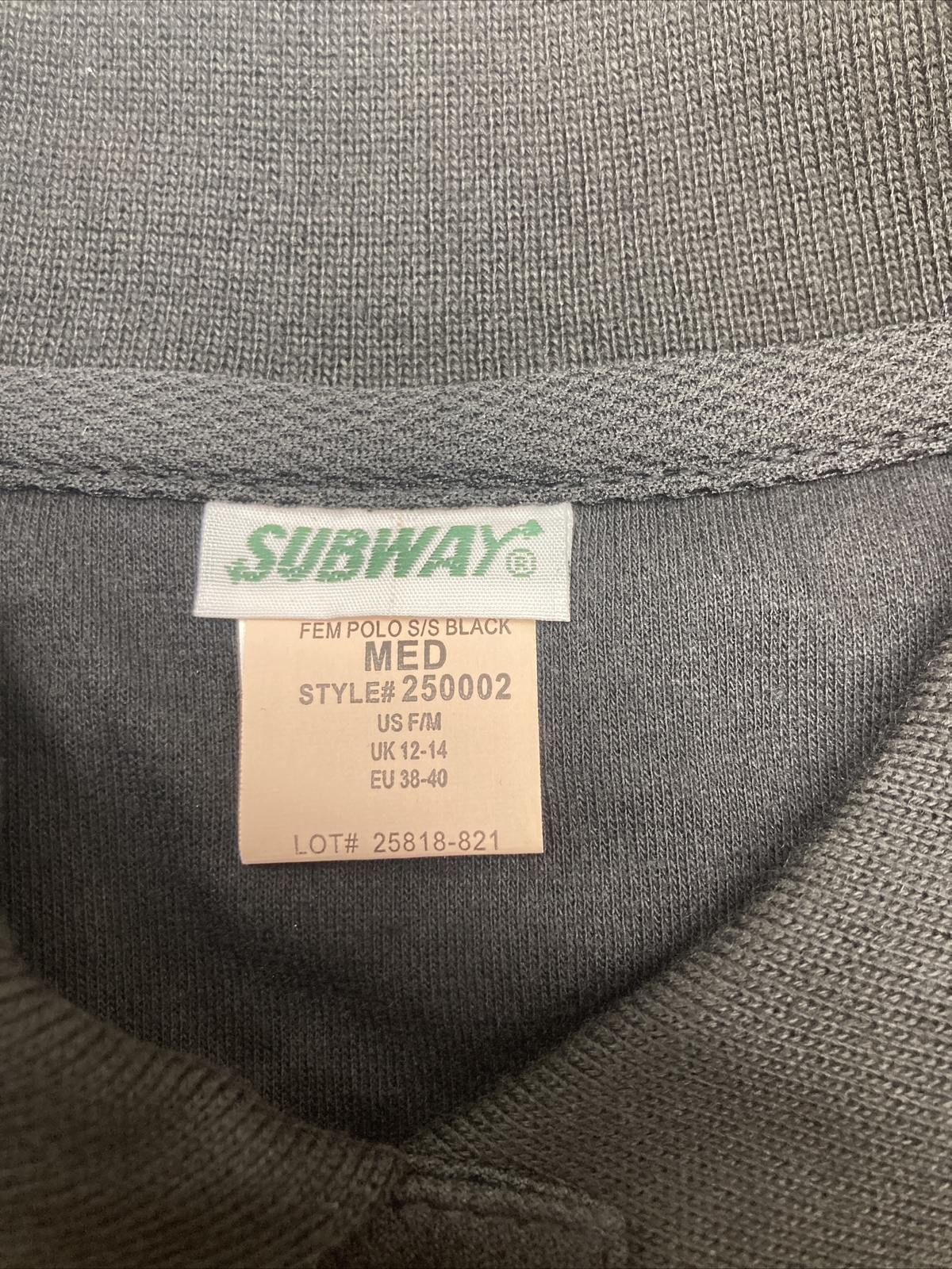 2-SUBWAY uniform Female Size Medium Black Short Sleeve Polos – Authentic Subway!