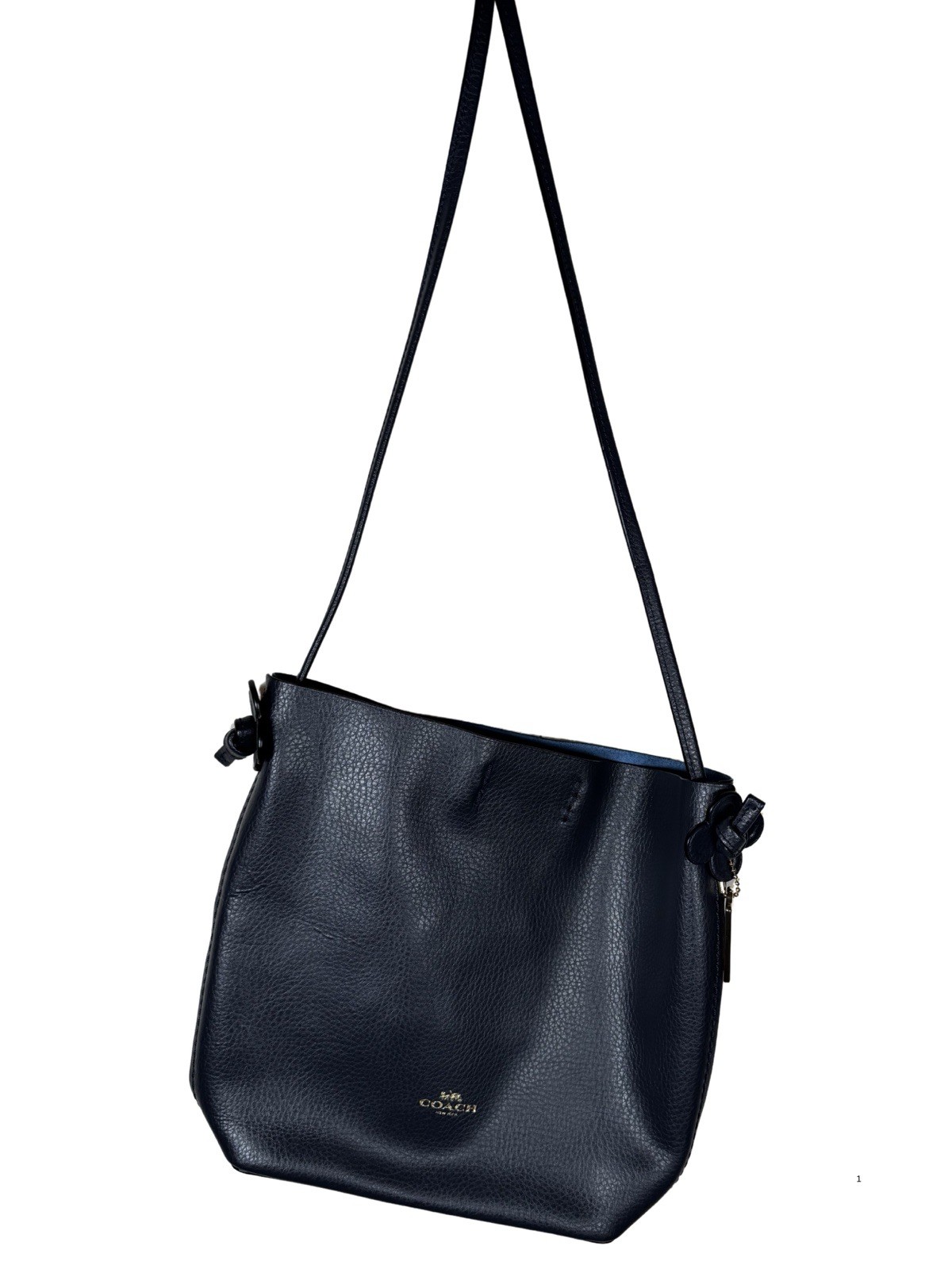 Coach Derby Crossbody Bag Pebbled Blue Leather Gold Logo